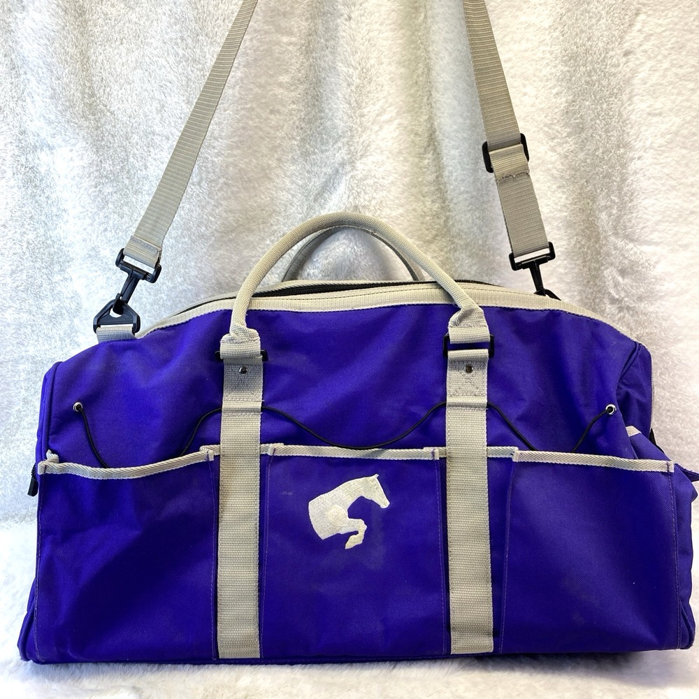 Equestrian Horse Zip Grooming Tote Bag Tack Equine‎ Purple Large Canvas Duffel